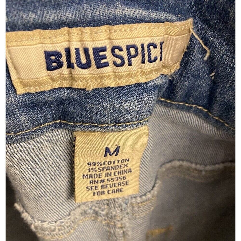 Blue Spice Denim Overall Shorts Distressed Juniors Medium - Picture 4 of 4